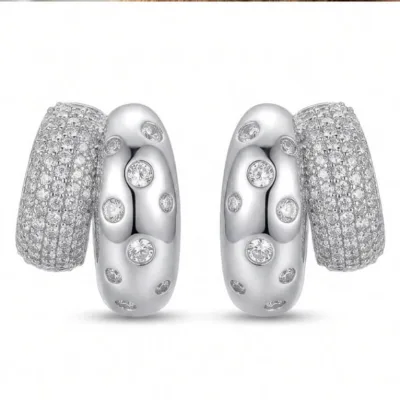 Silver İkili Taş Detaylı Küpe - ikinci görsel
