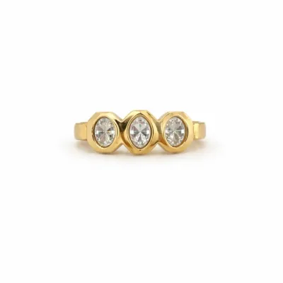 Üçlü Oval Taşlı Ear Cuff - ikinci görsel