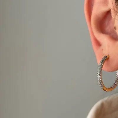 Silver Sıra Taşlı Halka Küpe