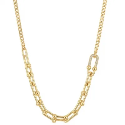 Gold Taşlı Halka Detaylı Kolye - ikinci görsel