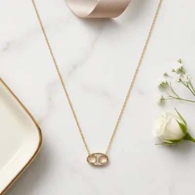 Minimal Oval Kolye - ikinci görsel