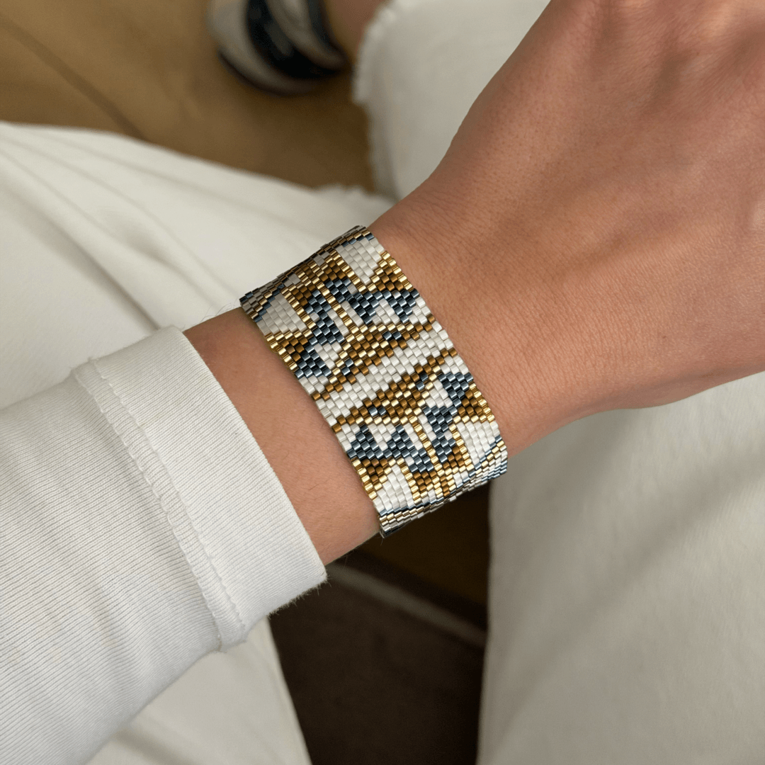 Miyuki Kilim Desen Beyaz