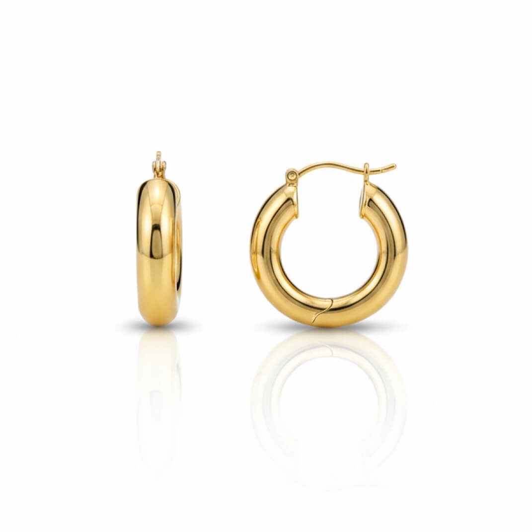 ZRA Tasarım Halka Kalın Gold Küpe - 2