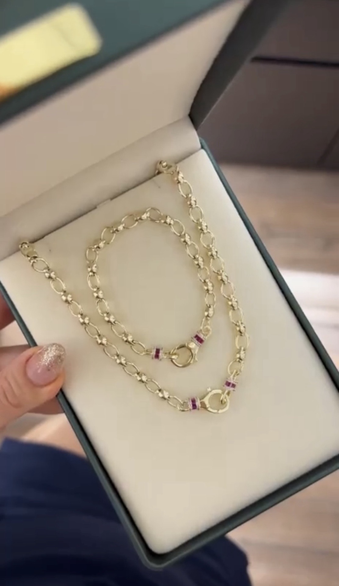 14 k Altın Kaplama Atasy Tasarım Pembe Kolye - 2
